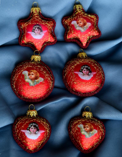 Sada vánočních ozdob  VICTORIA 6 ks - ČERVENÁ